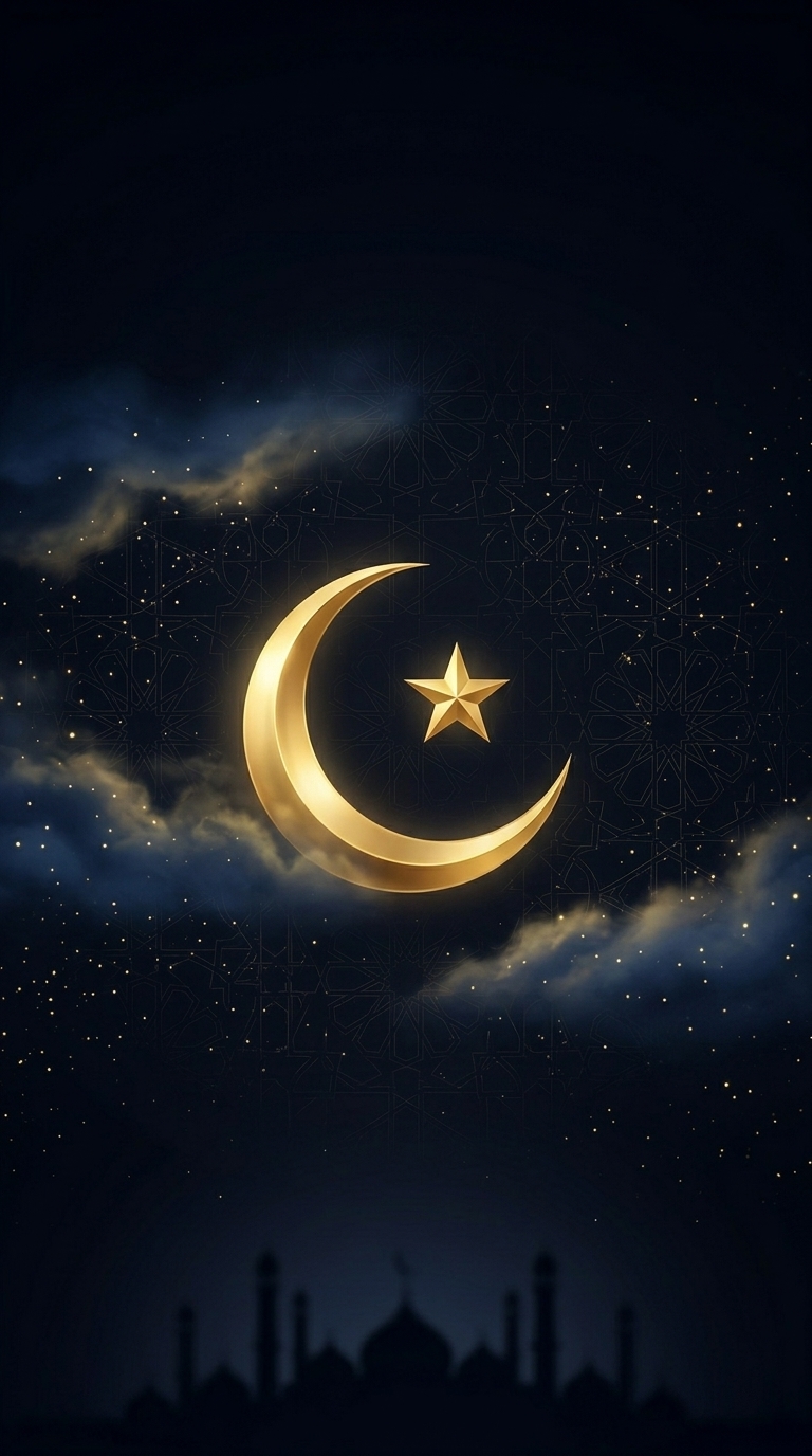 Golden Crescent Moon Wallpaper